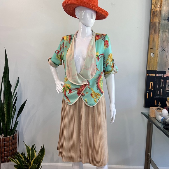 Club Monaco Micro Pleated Drop Waist Midi Skirt - Picture 3 of 10